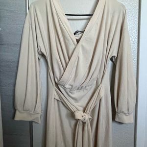 soft body con dress with tie around